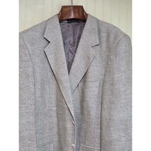 Haspel Blazer Sport Coat Mens 44L Gray Tweed Herringbone Silk Two Button Jacket